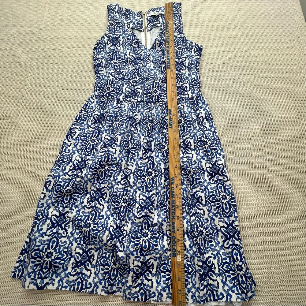 Milly for Design Nation Blue White Aztec Boho Print Fit & Flare Dress Size 4 - Picture 9 of 9